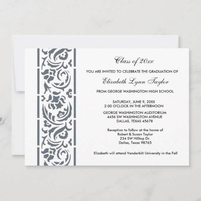 Blue Edge Graduation Announcement or Invitation (Front)