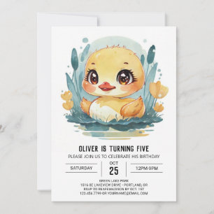 Blue Editable Duck Birthday Invitation