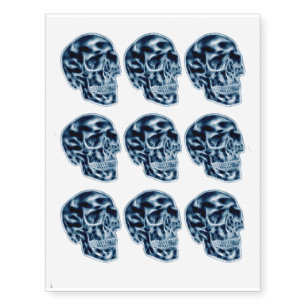 Blue Effect Skull Design Temporary Tattoos