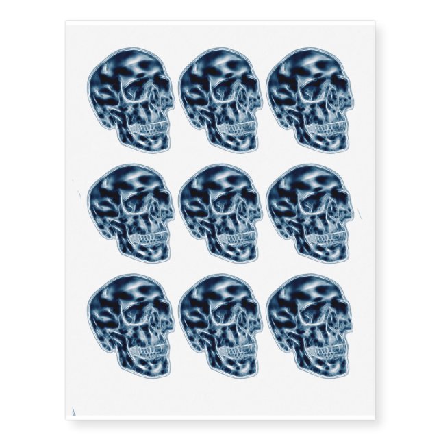 Blue Effect Skull Design Temporary Tattoos (Front)