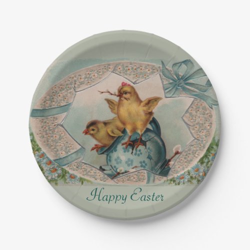 Blue Egg and Chicks Easter Paper Plates