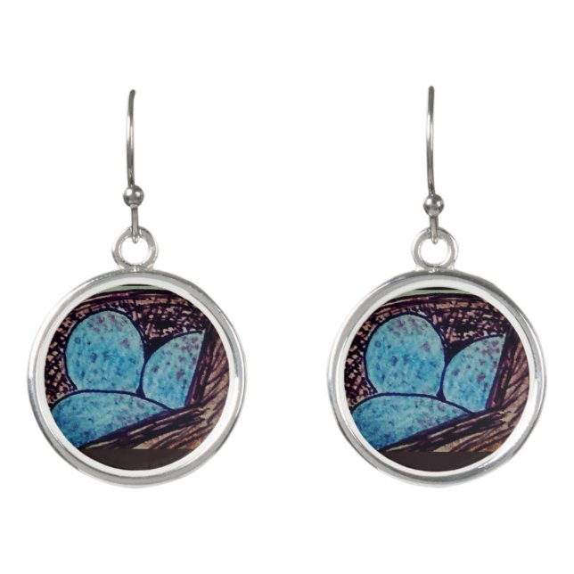 Blue Eggs in Nest Earrings (Front)