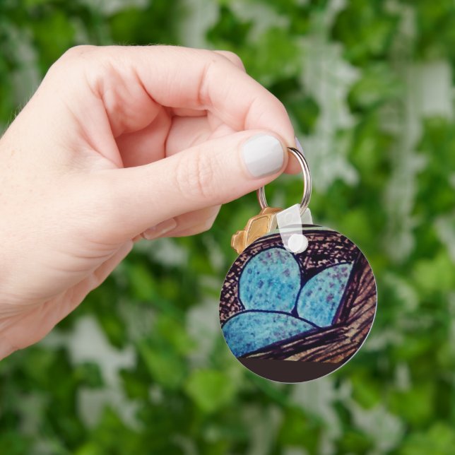 Blue Eggs in Nest Keychain (Hand)