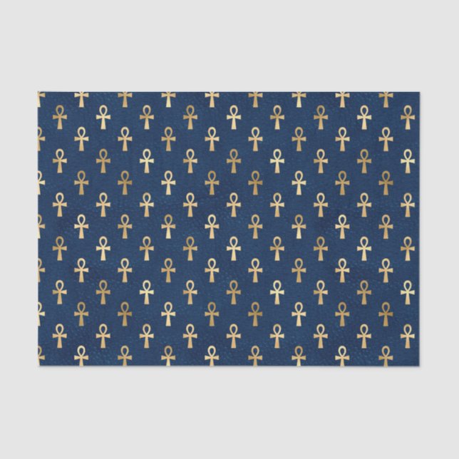 Blue Egyptian Ankh Tissue Paper | Unique Wrapping  (Front)