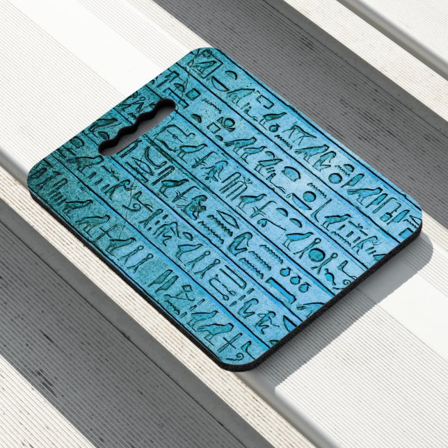 Blue  Egyptian Hieroglyphs Stadium Seat Cushion (In Situ)