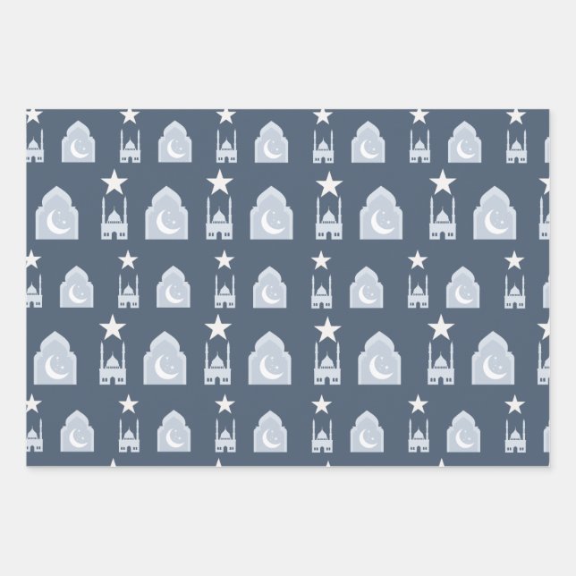 Blue Eid Gift Wrap Paper Set of 3 (Front)