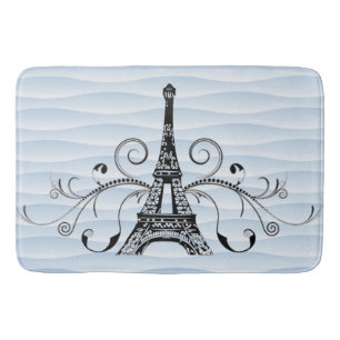 Blue Eiffel Towel Flourish Bath Mat