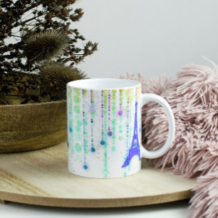 Blue Eiffel Tower and Stars Coffee Mug