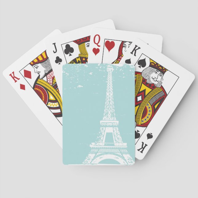 Blue Eiffel Tower Custom Playing Cards (Back)