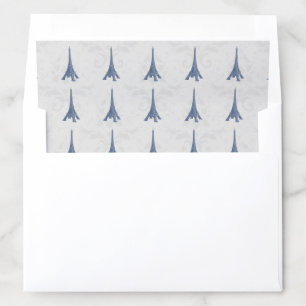Blue Eiffel Tower Damask Wedding Envelope Liner