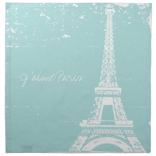 Blue Eiffel Tower Dinner Napkin Set (4)