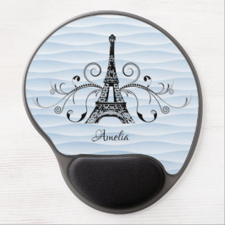 Blue Eiffel Tower Flourish Gel Mouse Pad