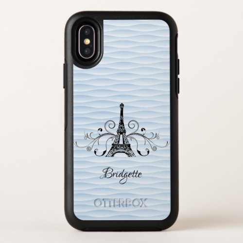 Blue Eiffel Tower Flourish OtterBox iPhone Case