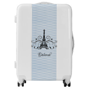 Blue Eiffel Tower Flourish Suitcase