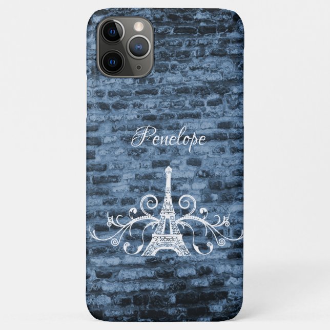 Blue Eiffel Tower Grunge Case-Mate iPhone Case (Back)