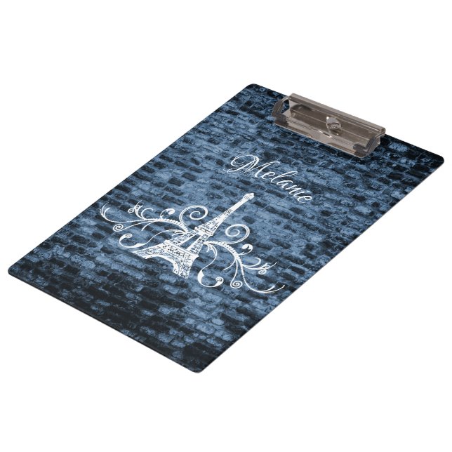 Blue Eiffel Tower Grunge Clipboard (Angled)