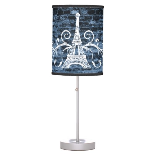 Blue Eiffel Tower Grunge Lamp