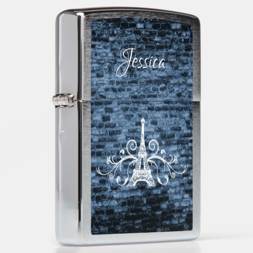 Blue Eiffel Tower Grunge Lighter