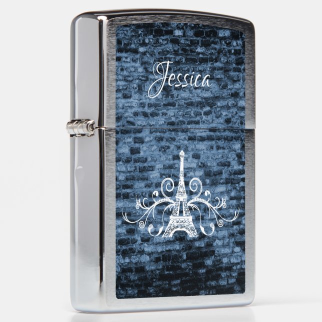 Blue Eiffel Tower Grunge Lighter (Right)