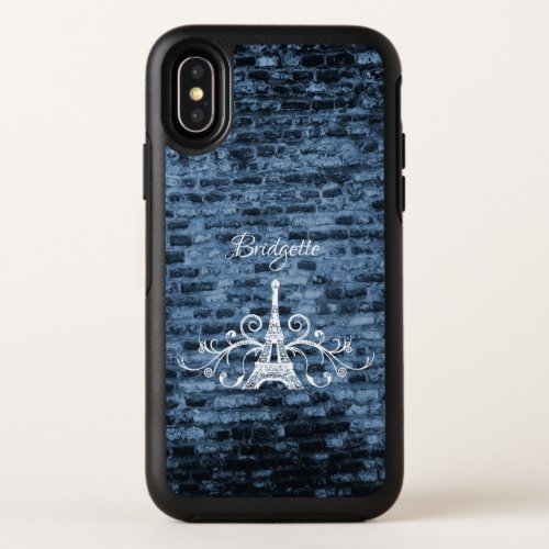 Blue Eiffel Tower Grunge OtterBox iPhone Case