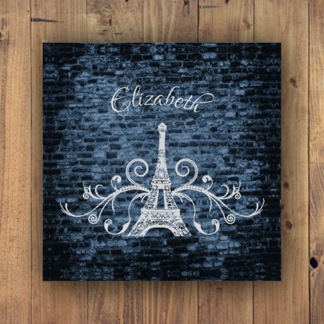 Blue Eiffel Tower Grunge Paperweight (Blue Eiffel Tower Grunge Paperweight)