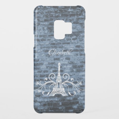 Blue Eiffel Tower Grunge Samsung Galaxy Case