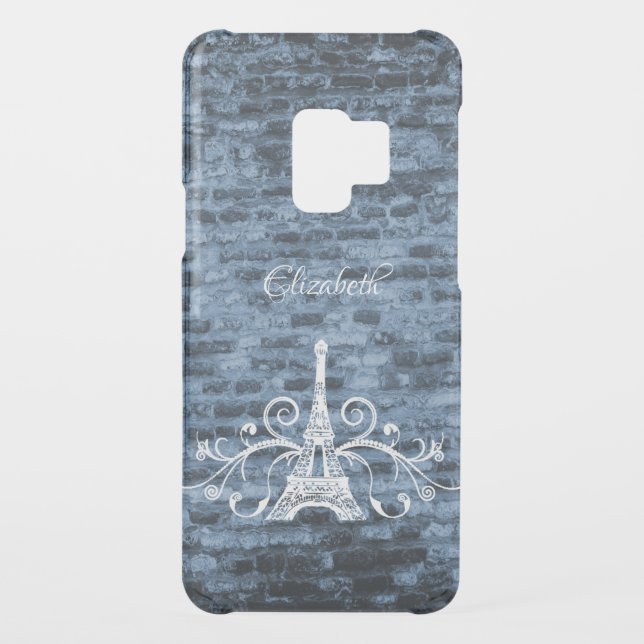 Blue Eiffel Tower Grunge Samsung Galaxy Case (Back)