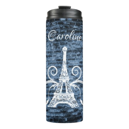 Blue Eiffel Tower Grunge Thermal Tumbler