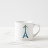 Blue Eiffel Tower in faux glitter Espresso Cup (Right)