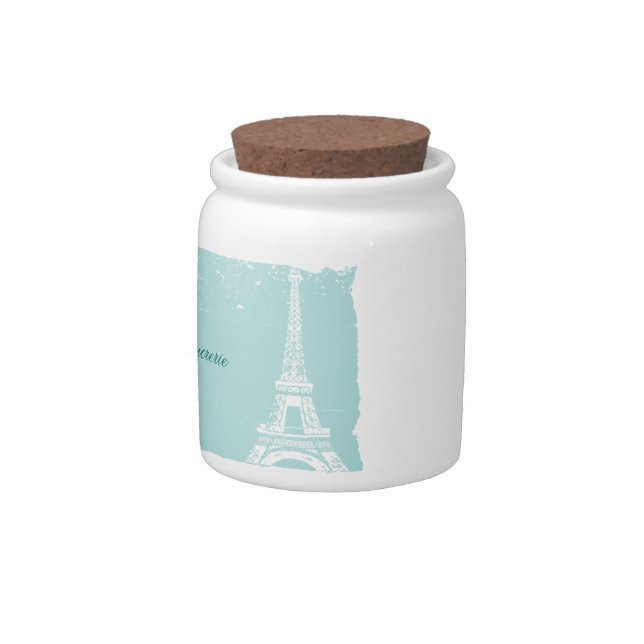Blue Eiffel Tower Porcelain Candy Jar (Right)