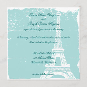 Blue Eiffel Tower Wedding Inviations Invitation