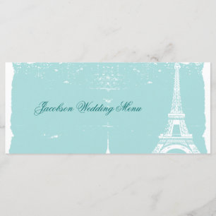 Blue Eiffel Tower Wedding Menus