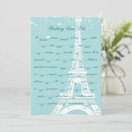 Blue Eiffel Tower Wedding Vows Libs (Standing Front)