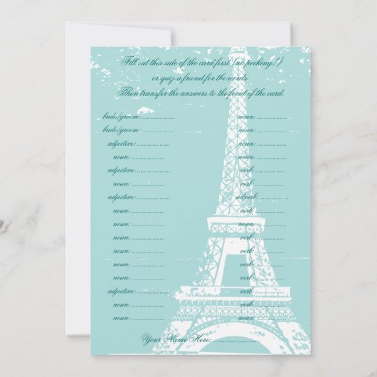 Blue Eiffel Tower Wedding Vows Libs (Back)