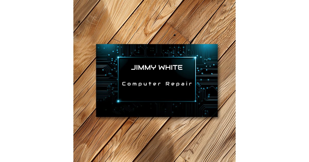 Blue Electric Circuit Design Computer Repair Business Card | Zazzle