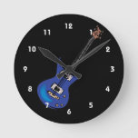 blue electric guitar music graphic.png round clock