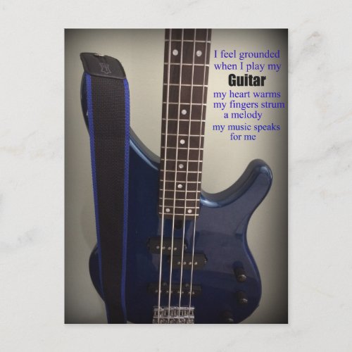 Blue Electric Guitar with Saying Postcard