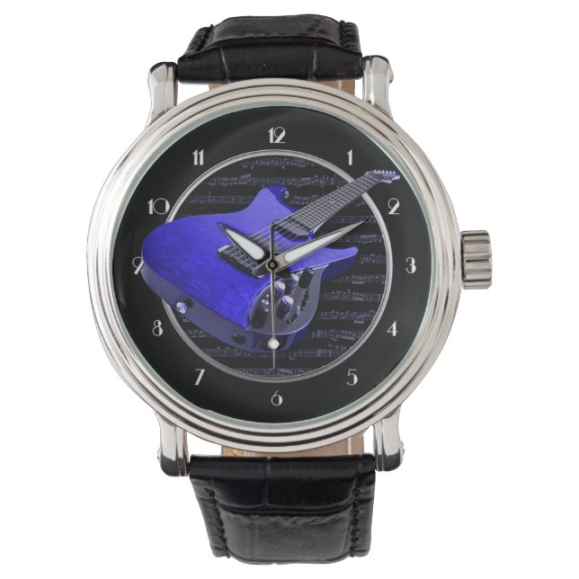 Blue Electric Guitar Wrist Watch (Front)
