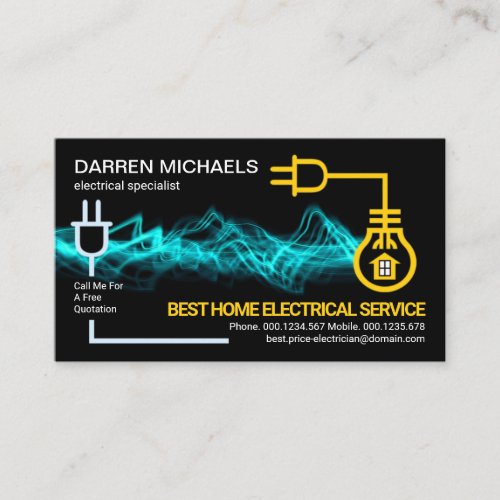 Blue Electric Lightning Circuit Wiring Electrician Business Card