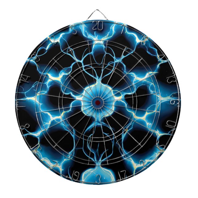 Blue Electric Synapse Repeating Pattern Dart Board (Front)