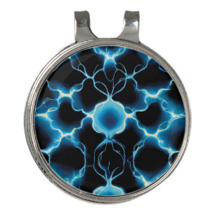 Blue Electric Synapse Repeating Pattern Golf Hat Clip