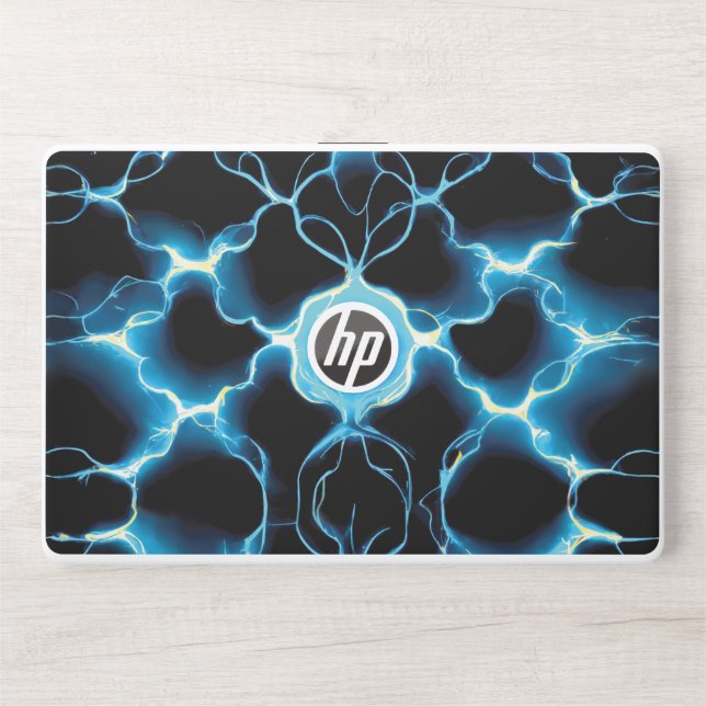 Blue Electric Synapse Repeating Pattern HP Laptop Skin (Front)