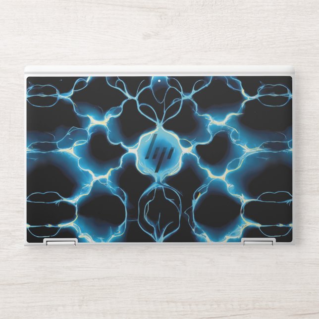 Blue Electric Synapse Repeating Pattern HP Laptop Skin (Front)