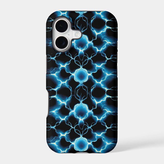 Blue Electric Synapse Repeating Pattern Iphone Case (Back)