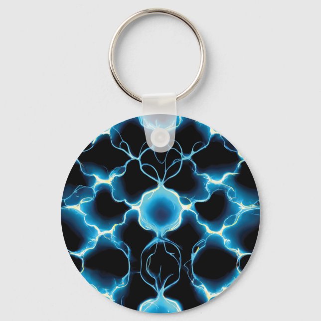 Blue Electric Synapse Repeating Pattern Keychain (Front)