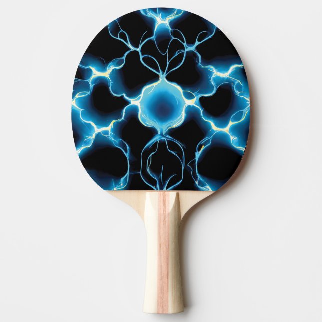 Blue Electric Synapse Repeating Pattern Ping Pong Paddle (Front)