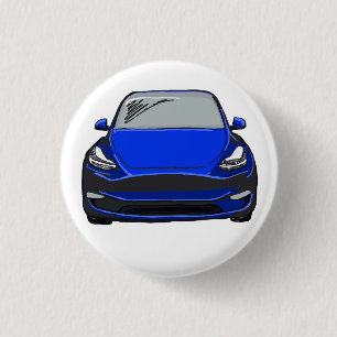 Blue Electric Vehicle SUV Car Drawing Button