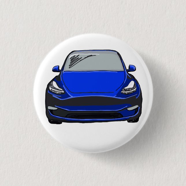 Blue Electric Vehicle SUV Car Drawing Button (Front)