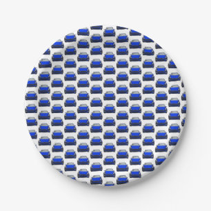 Blue Electric Vehicle SUV Car Drawing Paper Plates