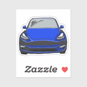 Blue Electric Vehicle SUV Car Drawing Sticker